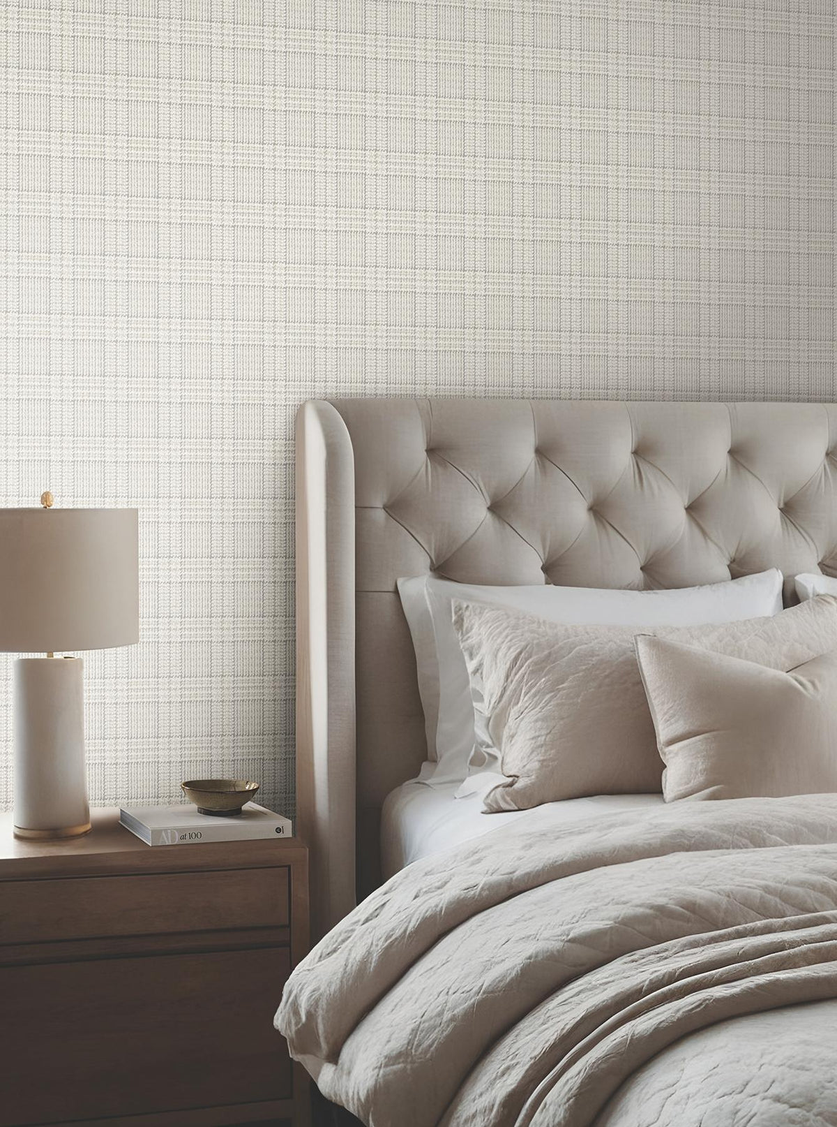 Ronald Redding Designs Harrington Plaid Neutral Glen Check Wallpaper