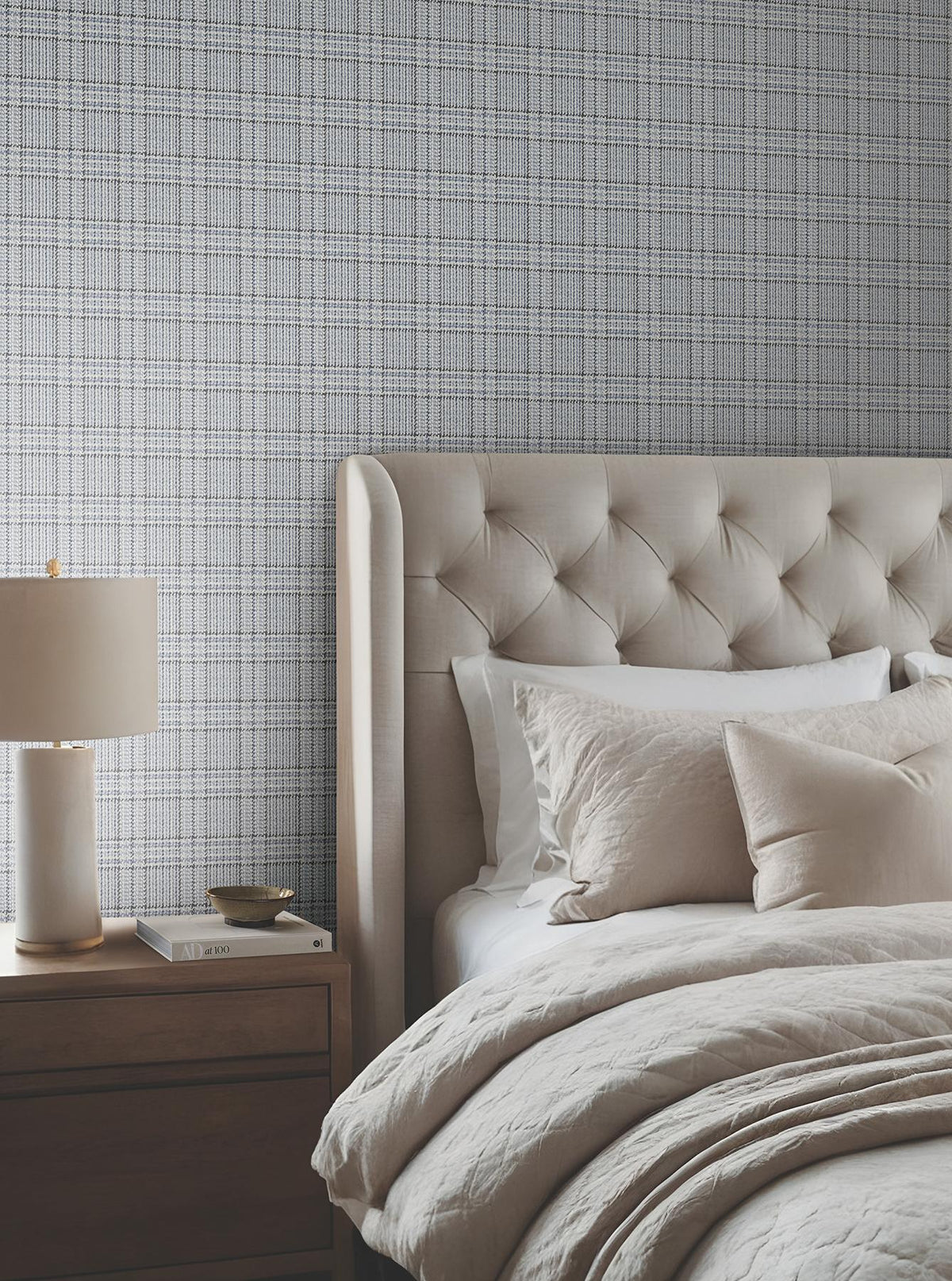 Ronald Redding Designs Harrington Plaid Blue Glen Check Wallpaper