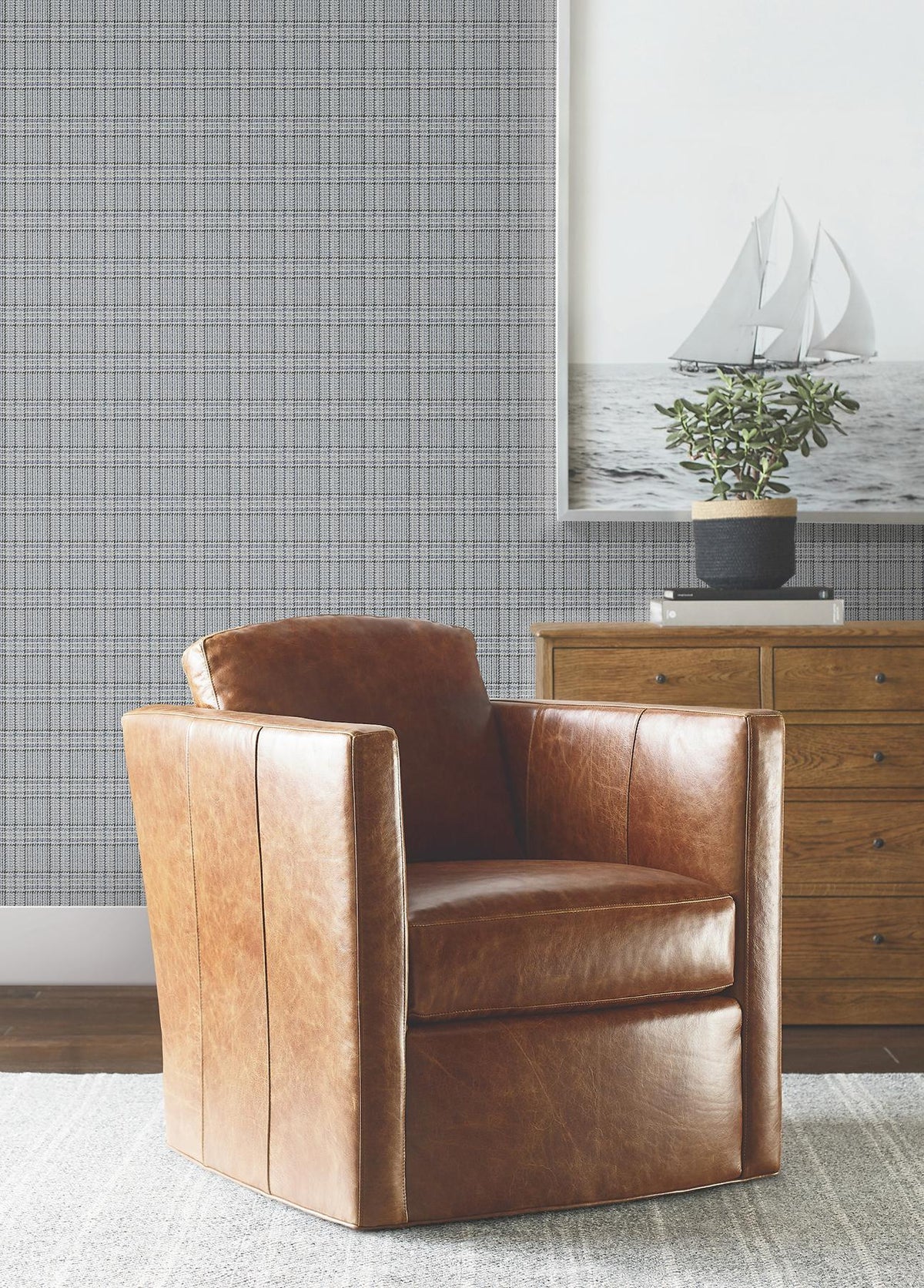 Ronald Redding Designs Harrington Plaid Blue Glen Check Wallpaper
