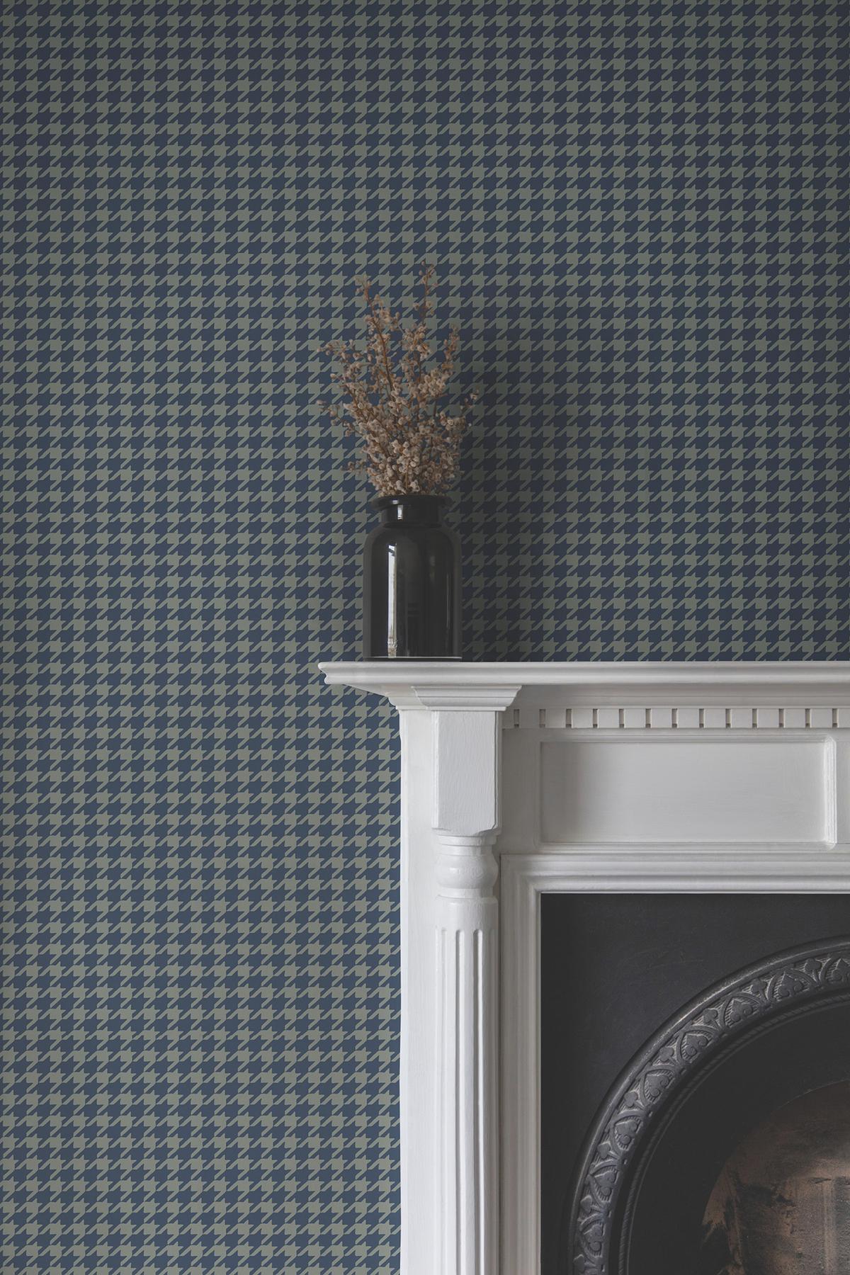 Ronald Redding Designs Watson Sea Green Houndstooth Wallpaper