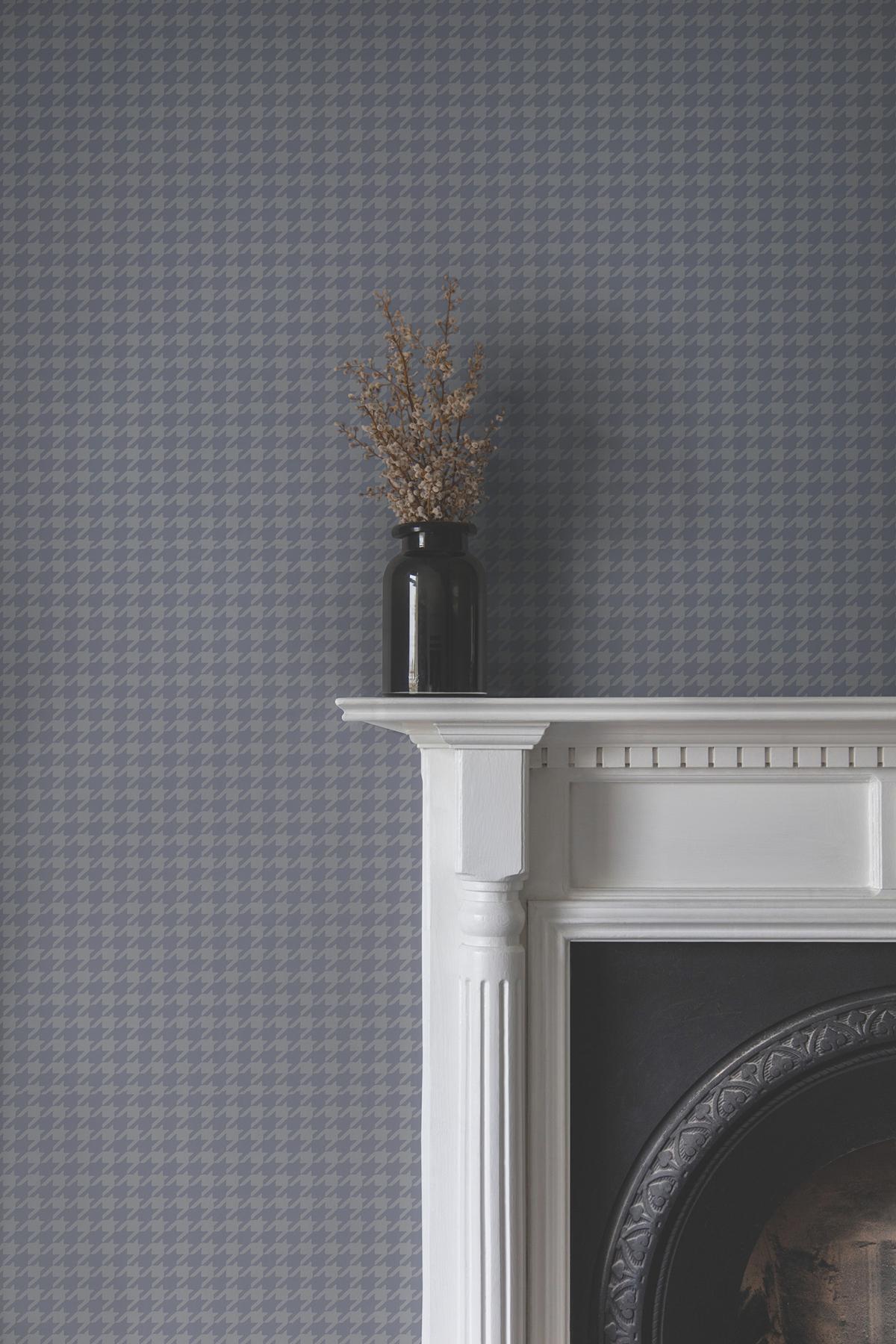 Ronald Redding Designs Watson Blue Houndstooth Wallpaper