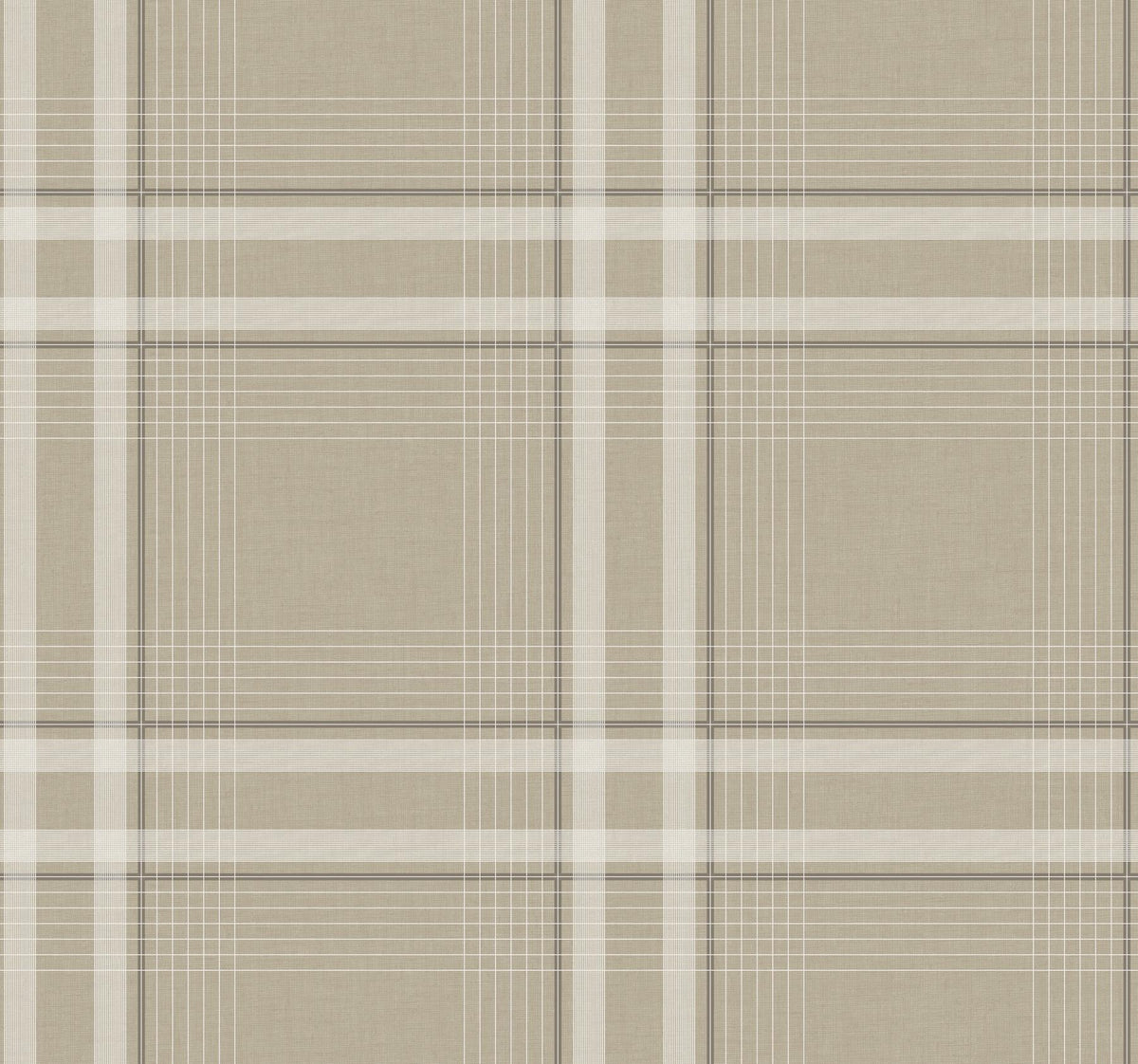 Ronald Redding Designs Country Club Plaid Taupe Faux Linen Wallpaper