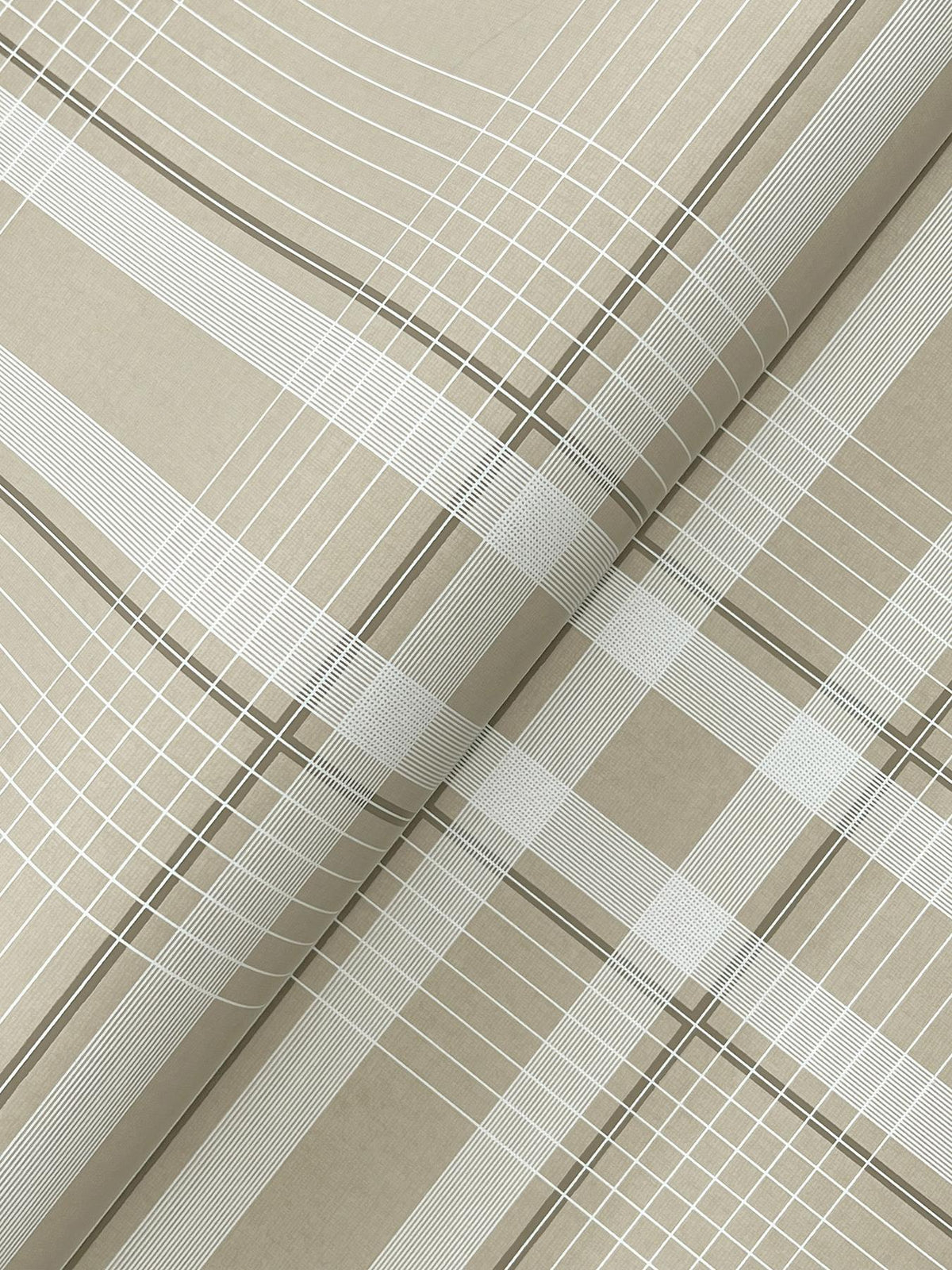 Ronald Redding Designs Country Club Plaid Taupe Faux Linen Wallpaper