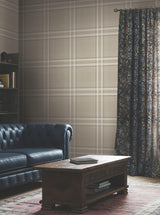 Ronald Redding Designs Country Club Plaid Taupe Faux Linen Wallpaper