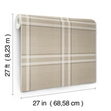 Ronald Redding Designs Country Club Plaid Taupe Faux Linen Wallpaper