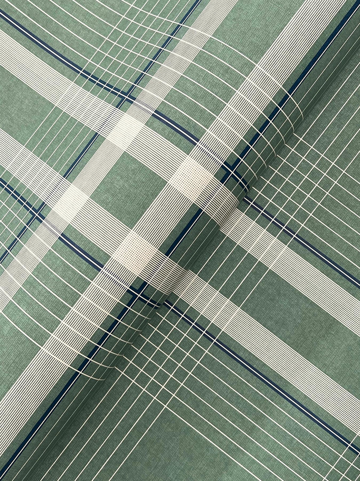 Ronald Redding Designs Country Club Plaid Green Faux Linen Wallpaper