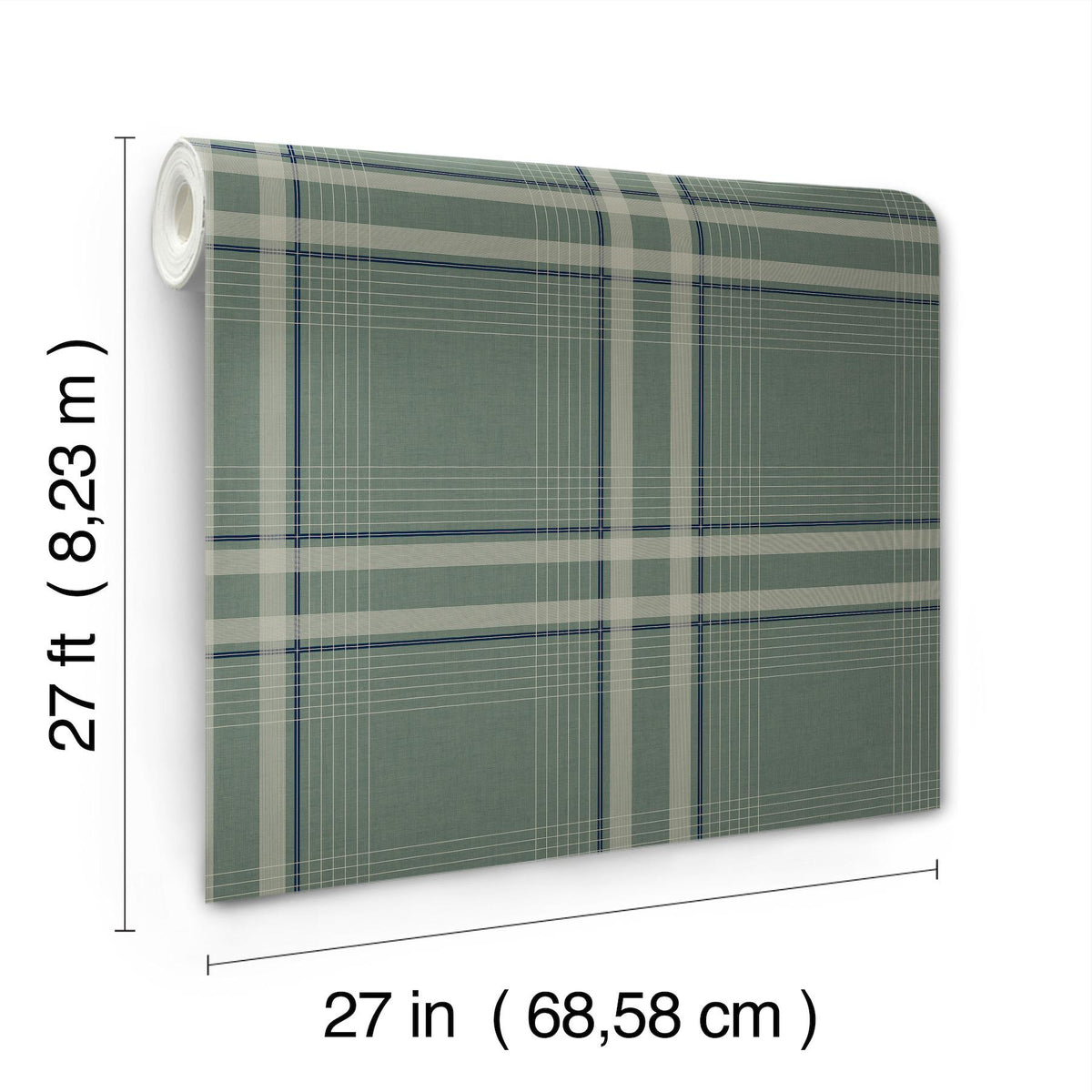 Ronald Redding Designs Country Club Plaid Green Faux Linen Wallpaper