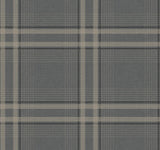Ronald Redding Designs Country Club Plaid Charcoal Faux Linen Wallpaper