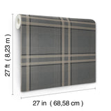 Ronald Redding Designs Country Club Plaid Charcoal Faux Linen Wallpaper