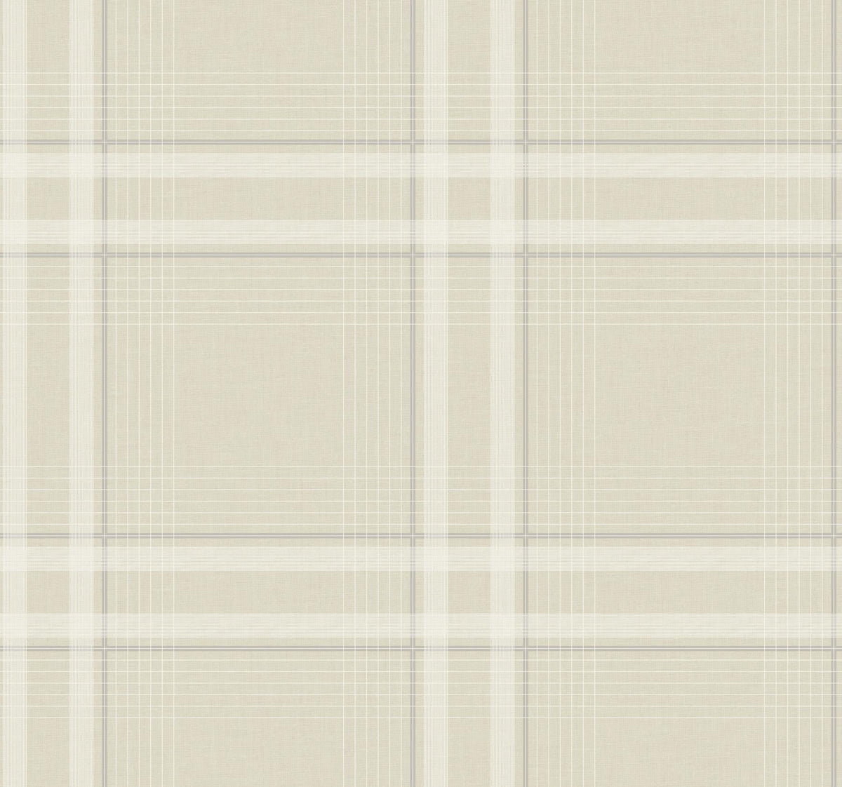 Ronald Redding Designs Country Club Plaid Beige Faux Linen Wallpaper