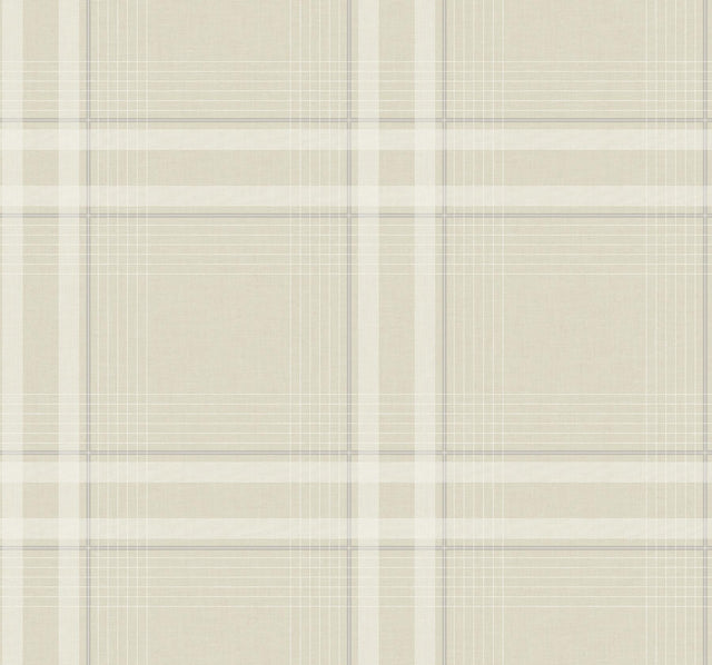 Ronald Redding Designs Country Club Plaid Beige Faux Linen Wallpaper