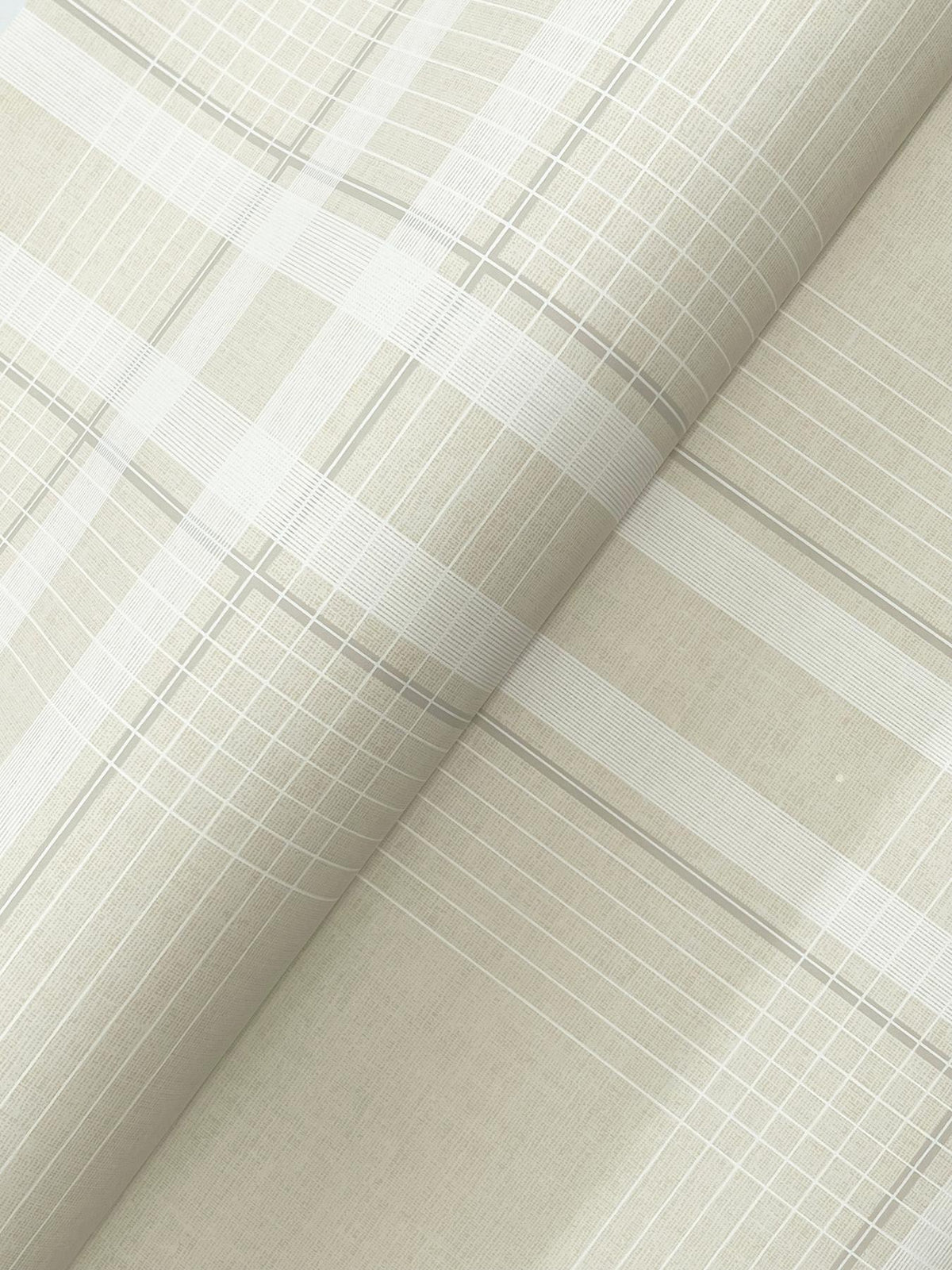 Ronald Redding Designs Country Club Plaid Beige Faux Linen Wallpaper