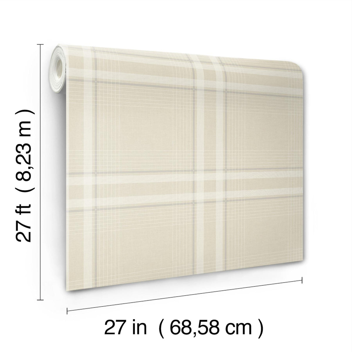Ronald Redding Designs Country Club Plaid Beige Faux Linen Wallpaper
