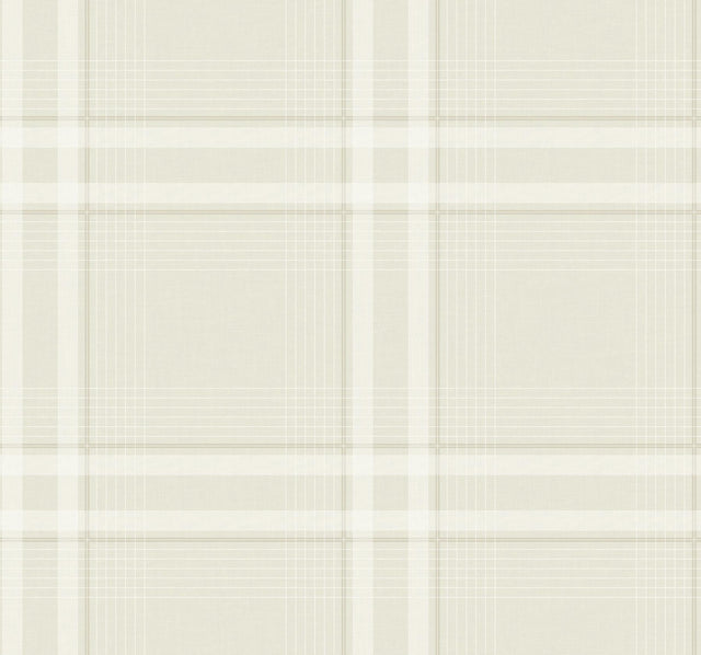 Ronald Redding Designs Country Club Plaid Dove Faux Linen Wallpaper