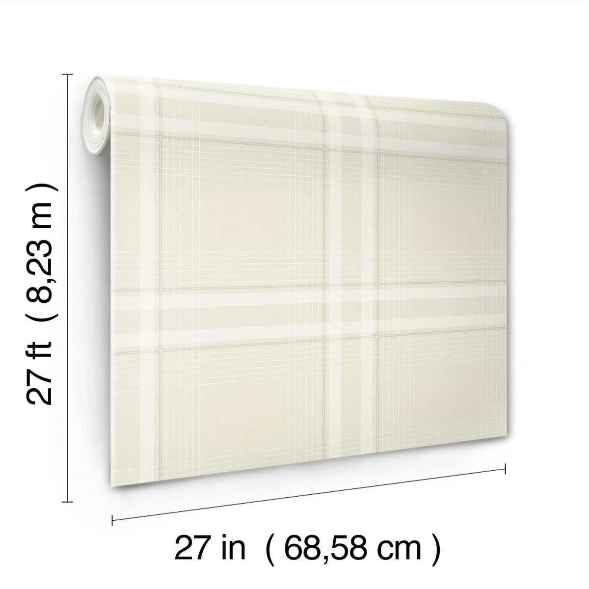 Ronald Redding Designs Country Club Plaid Dove Faux Linen Wallpaper