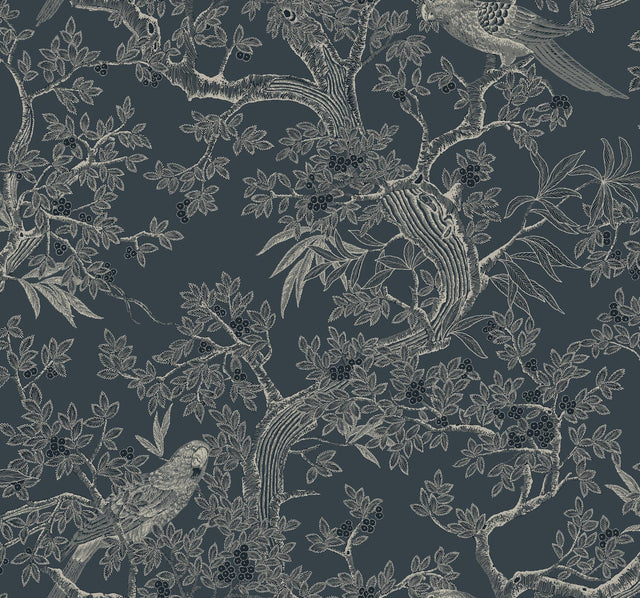 Ronald Redding Designs Regal Ridge Dark Blue Trailing Tree Wallpaper