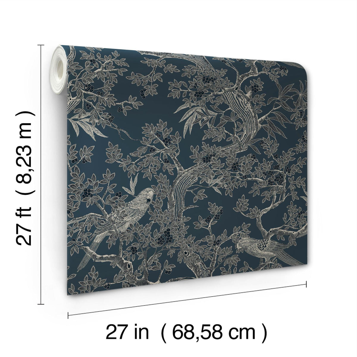 Ronald Redding Designs Regal Ridge Dark Blue Trailing Tree Wallpaper