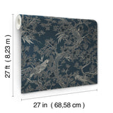 Ronald Redding Designs Regal Ridge Dark Blue Trailing Tree Wallpaper