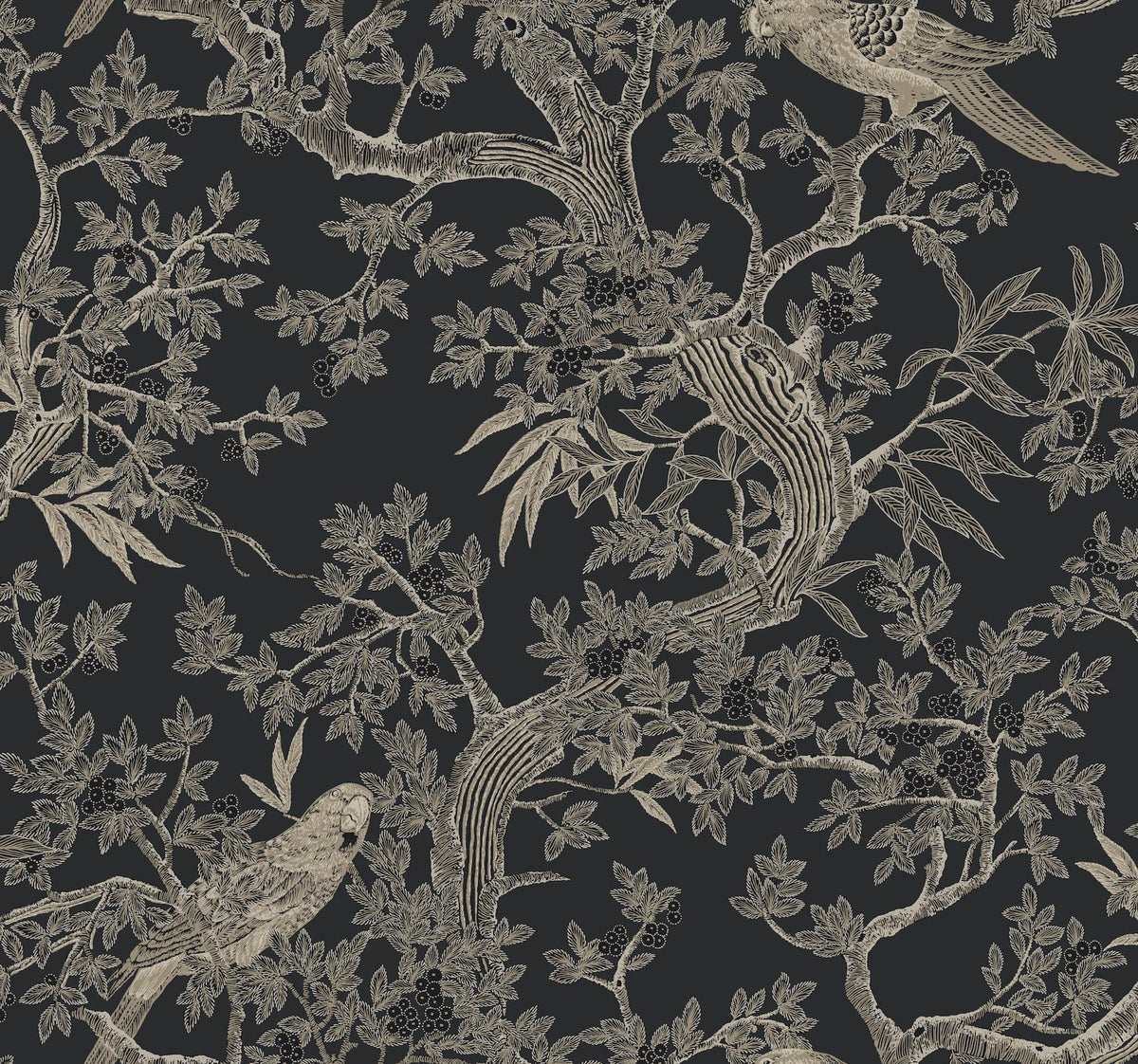 Ronald Redding Designs Regal Ridge Black Trailing Tree Wallpaper