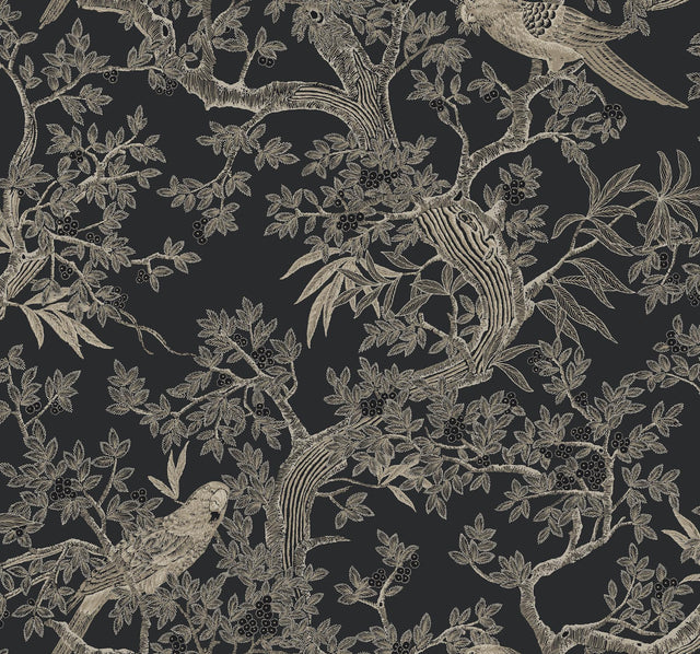 Ronald Redding Designs Regal Ridge Black Trailing Tree Wallpaper