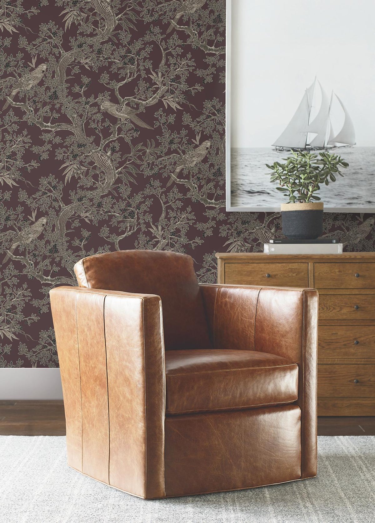 Ronald Redding Designs Regal Ridge Plum Trailing Tree Wallpaper