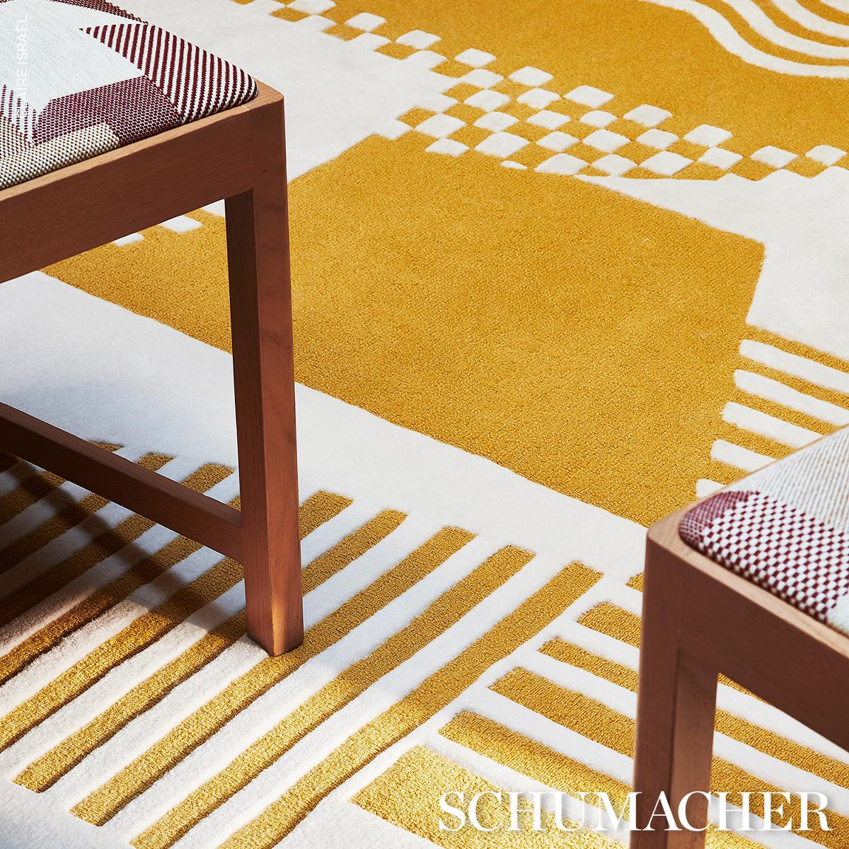 Schumacher Antique Gold 8' x 8' City'S Silent Lines Rug