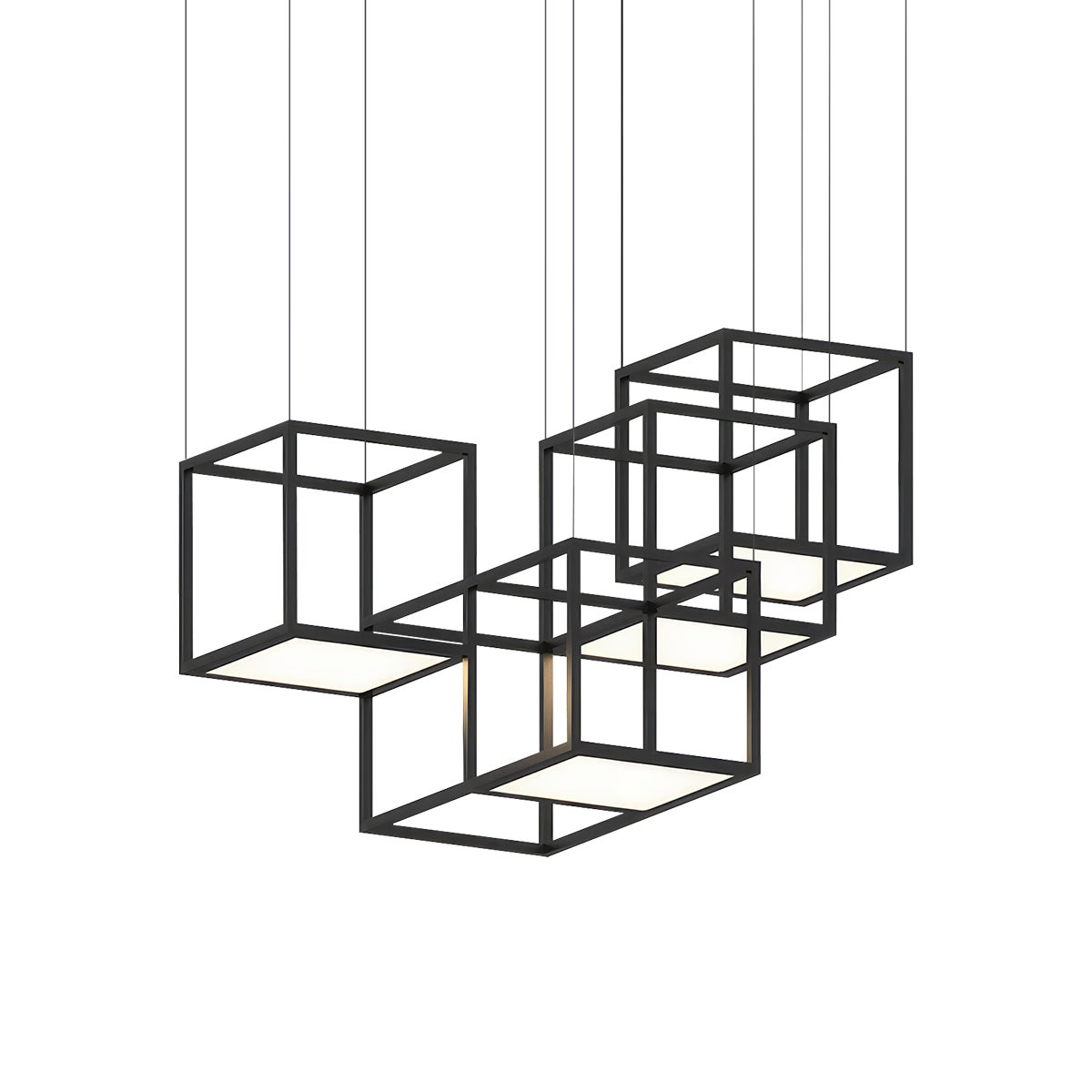 Sonneman Cubix SATIN BLACK 48.5W x 36.5L x 28.5H Pendant