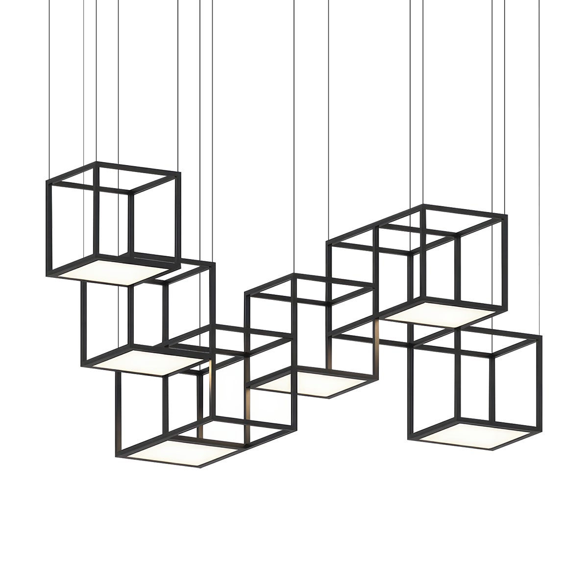 Sonneman Cubix SATIN BLACK 72.5W x 36.5L x 28.5H Pendant