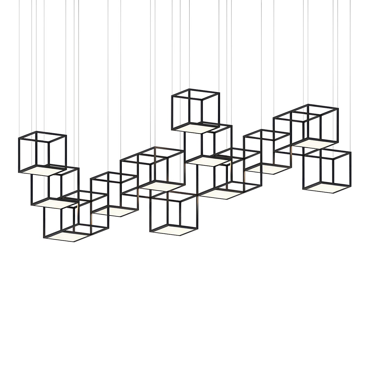 Sonneman Cubix SATIN BLACK 120.5W x 60.5L x 44.5H Pendant