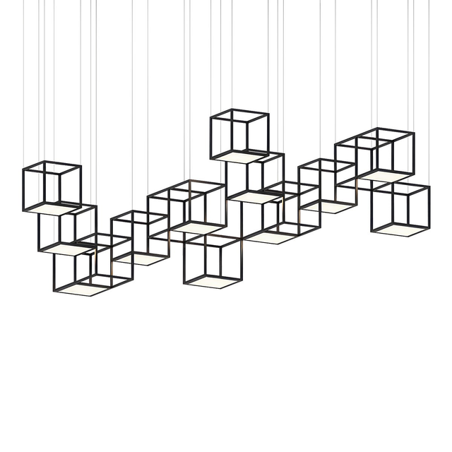 Sonneman Cubix SATIN BLACK 120.5W x 60.5L x 44.5H Pendant