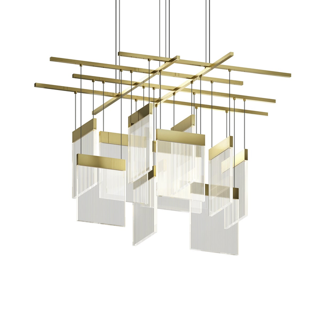 Sonneman V Panels BRASS 46.75W x 41.25L x 11.75H Pendant