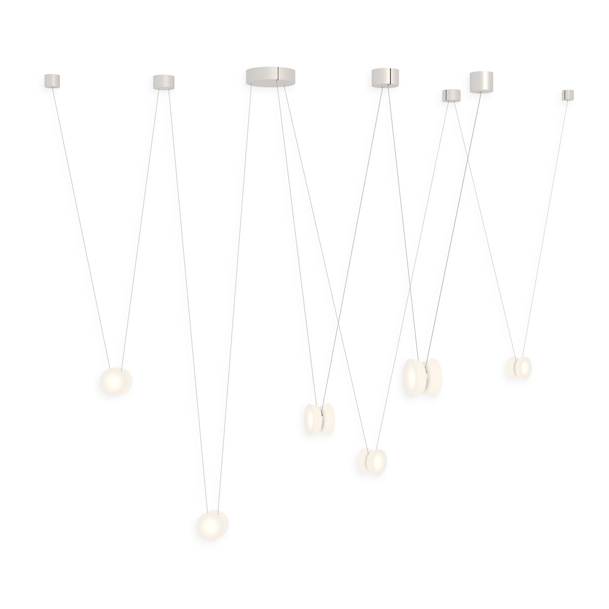 Sonneman YO Natural Anodized w/ White Shade 156W x 6.25H Pendant