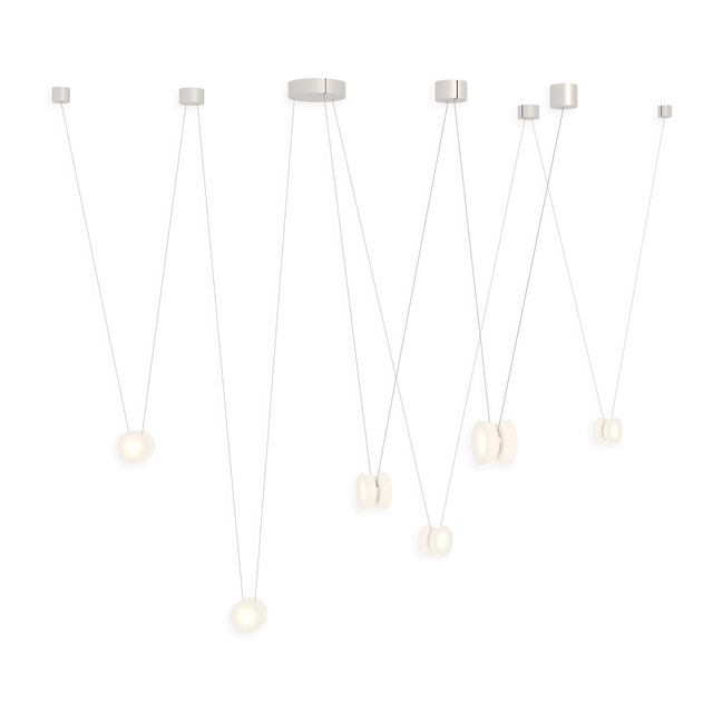 Sonneman YO Natural Anodized w/ White Shade 156W x 6.25H Pendant