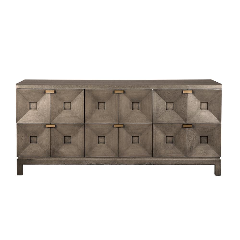 NOIR Musashi 6 Drawer Greige Walnut