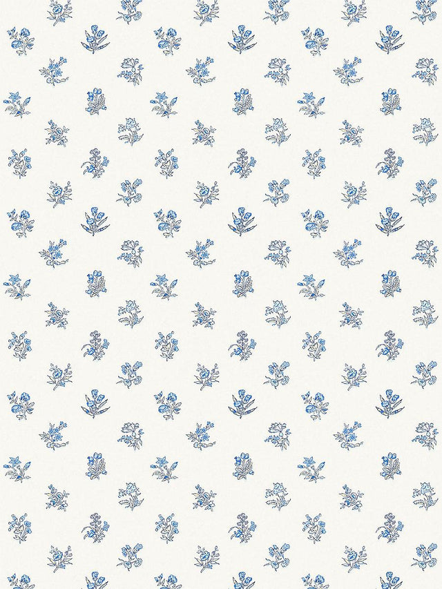 Scalamandre Summer Flora Wallcovering Aqua Bluejay Wallpaper