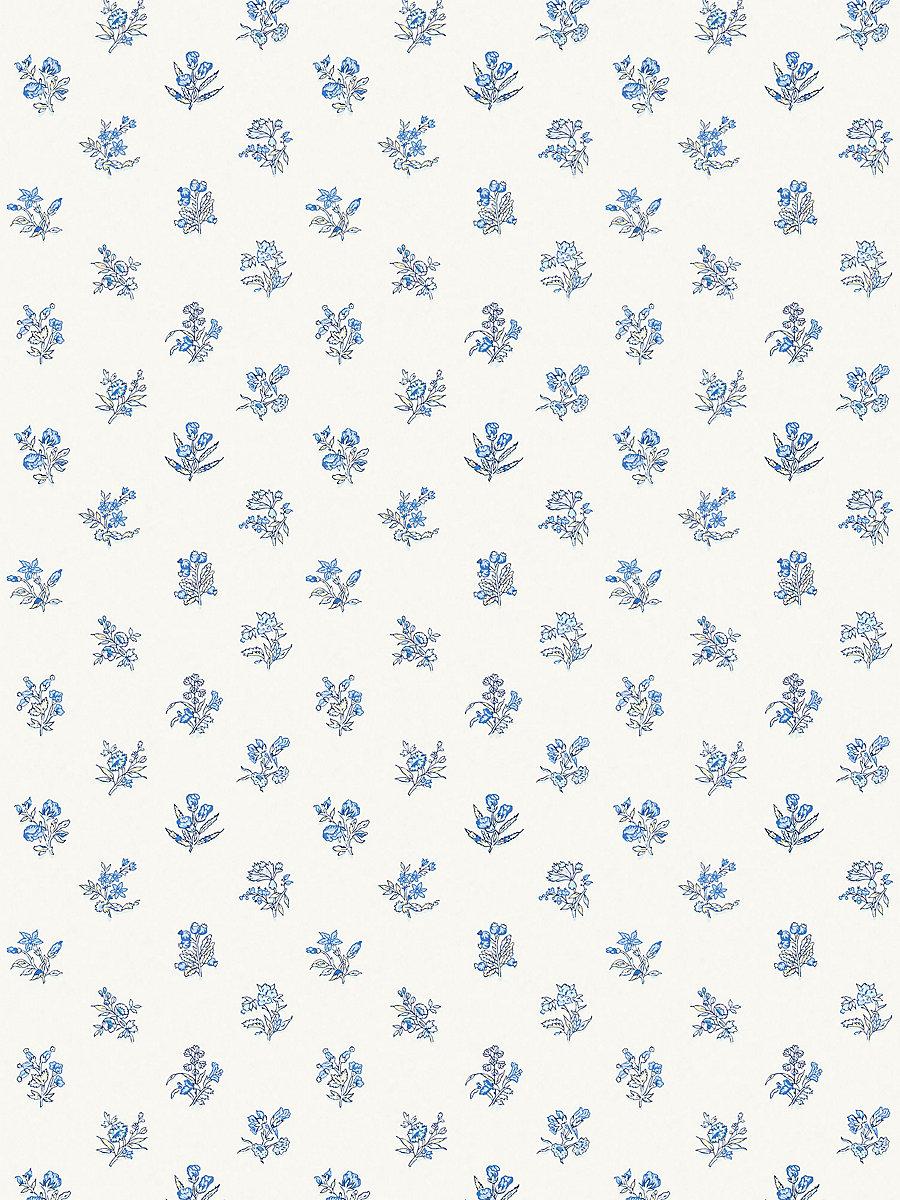 Scalamandre Summer Flora Wallcovering Aqua Bluejay Wallpaper