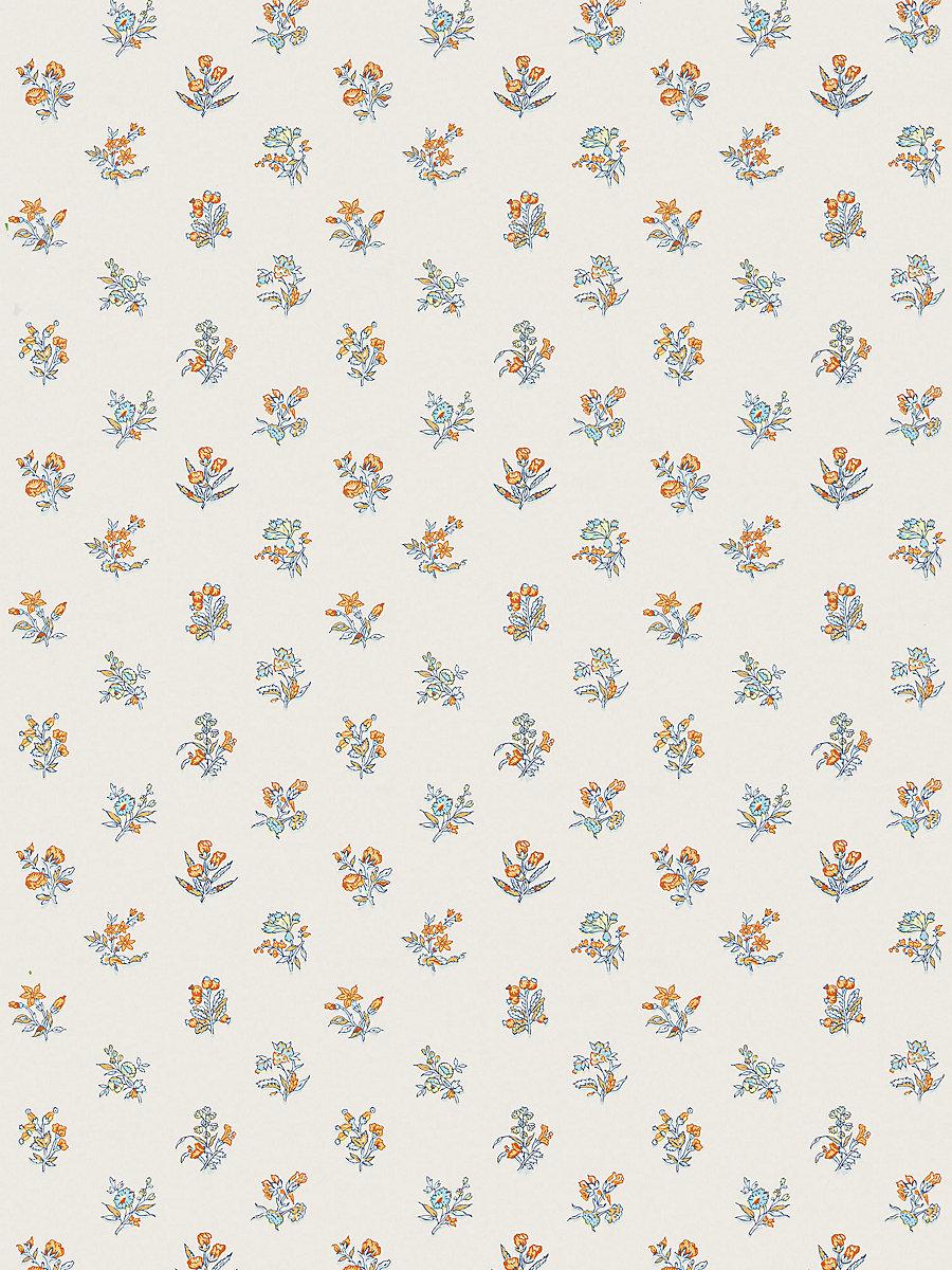 Scalamandre Summer Flora Wallcovering Tangerine Sky Wallpaper