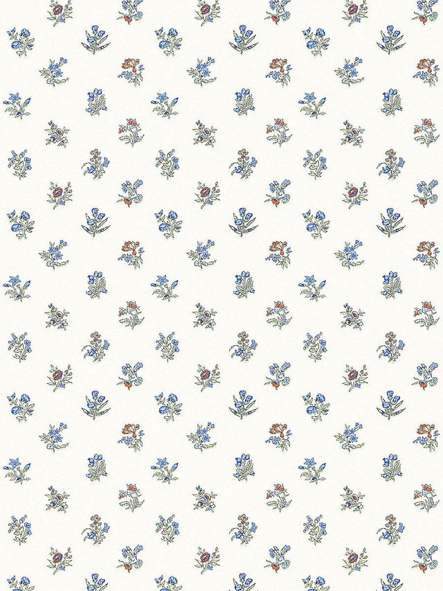 Scalamandre Summer Flora Wallcovering Cobalt Rouge Wallpaper