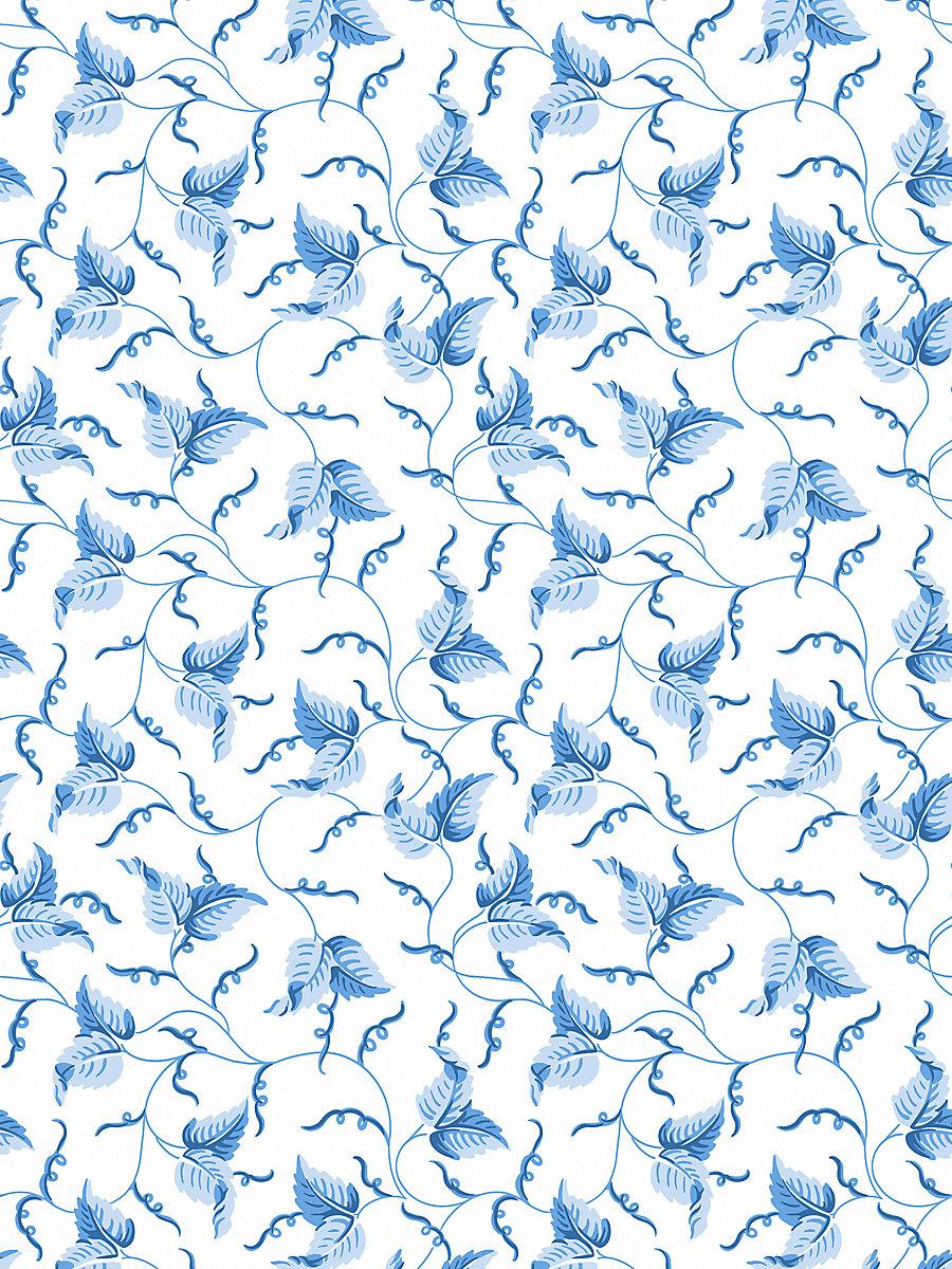 Scalamandre Angle Leaf Wallcovering Cobalt Wallpaper