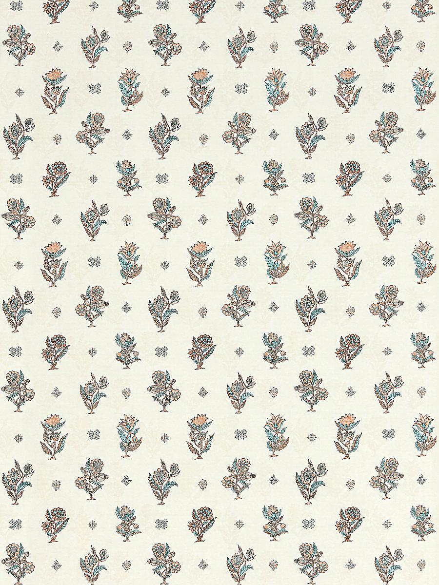 Scalamandre Calico Wallcovering Peach Aqua Wallpaper