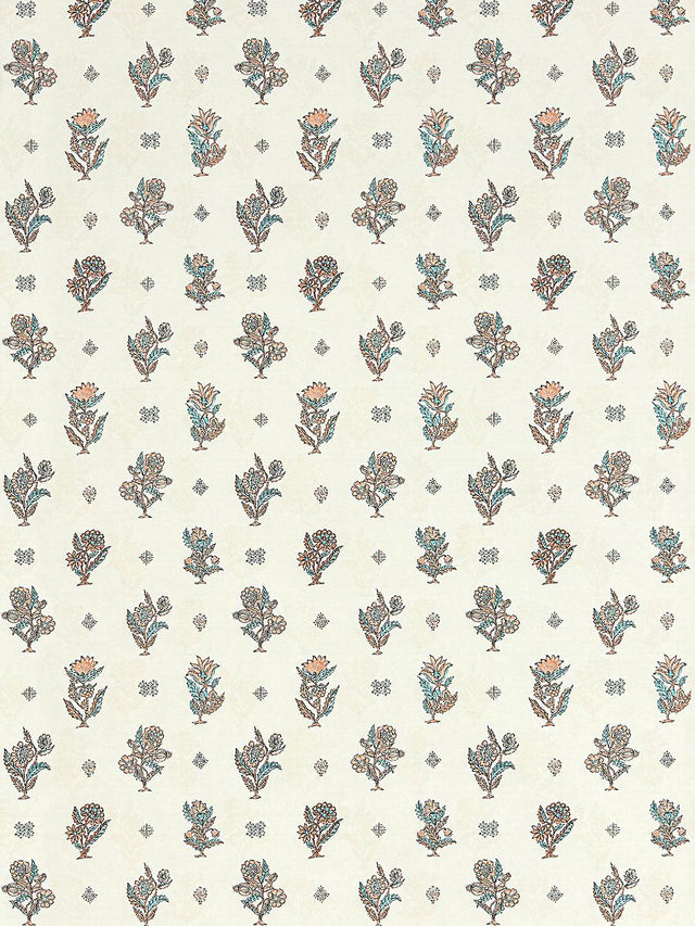 Scalamandre Calico Wallcovering Peach Aqua Wallpaper