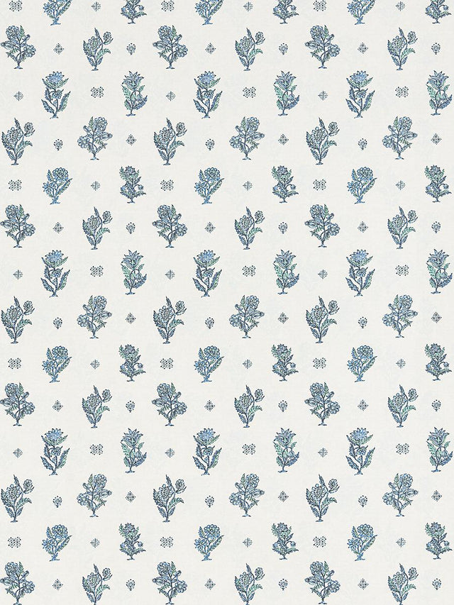 Scalamandre Calico Wallcovering Marine Teal Wallpaper