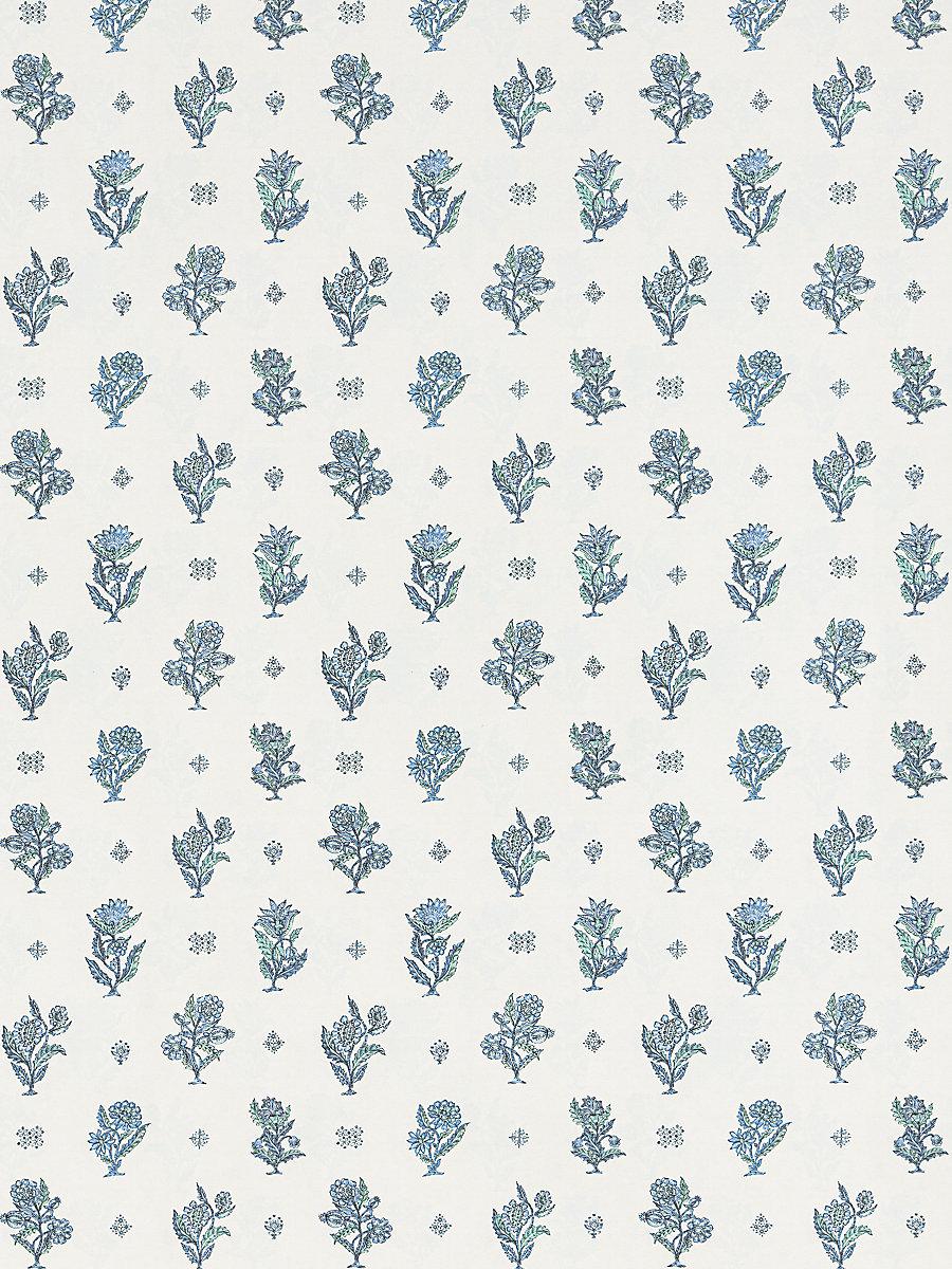 Scalamandre Calico Wallcovering Marine Teal Wallpaper