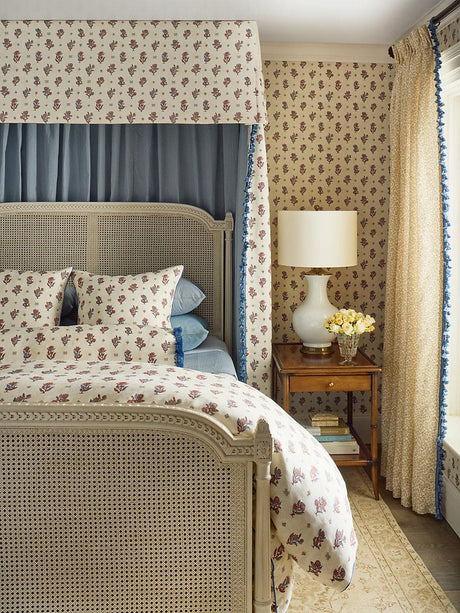 Scalamandre Calico Wallcovering Ruby Peacock Wallpaper