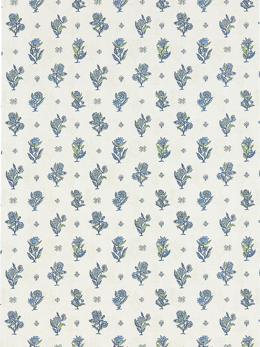 Scalamandre Calico Wallcovering Lapis Olive Wallpaper