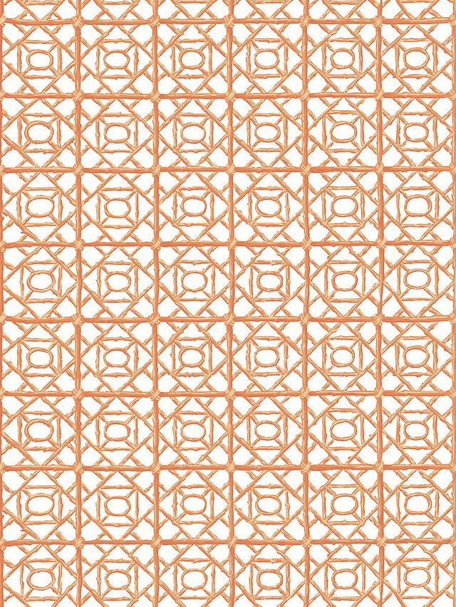 Scalamandre Ormond Fret Wallcovering Tangerine Wallpaper