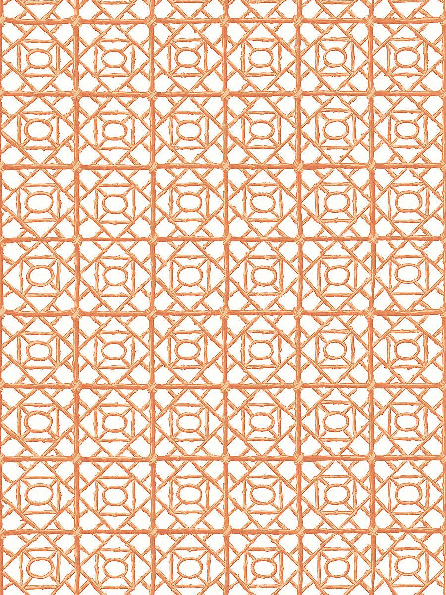 Scalamandre Ormond Fret Wallcovering Tangerine Wallpaper