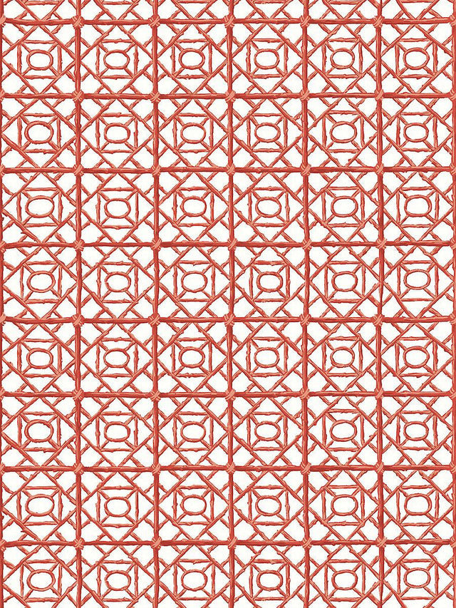 Scalamandre Ormond Fret Wallcovering Lacquer Red Wallpaper