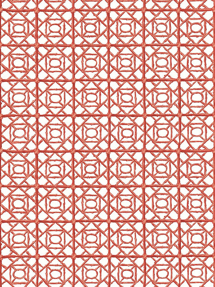 Scalamandre Ormond Fret Wallcovering Lacquer Red Wallpaper