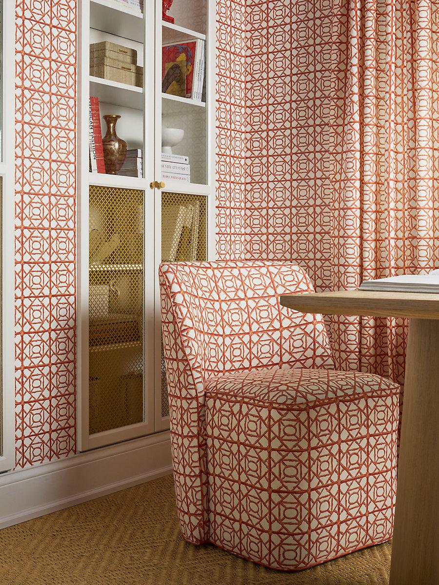 Scalamandre Ormond Fret Wallcovering Lacquer Red Wallpaper